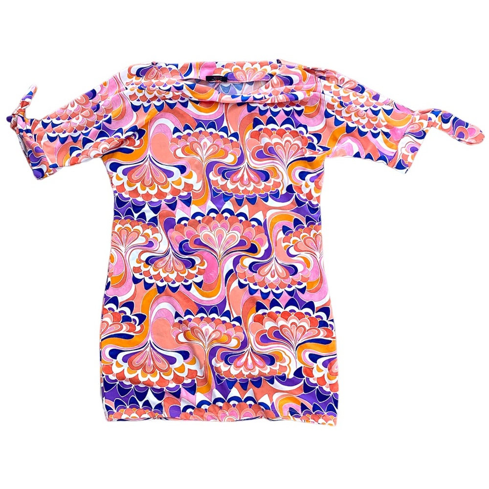 Trina Turk Abstract Print Shift Dress Size Large Purple Pink